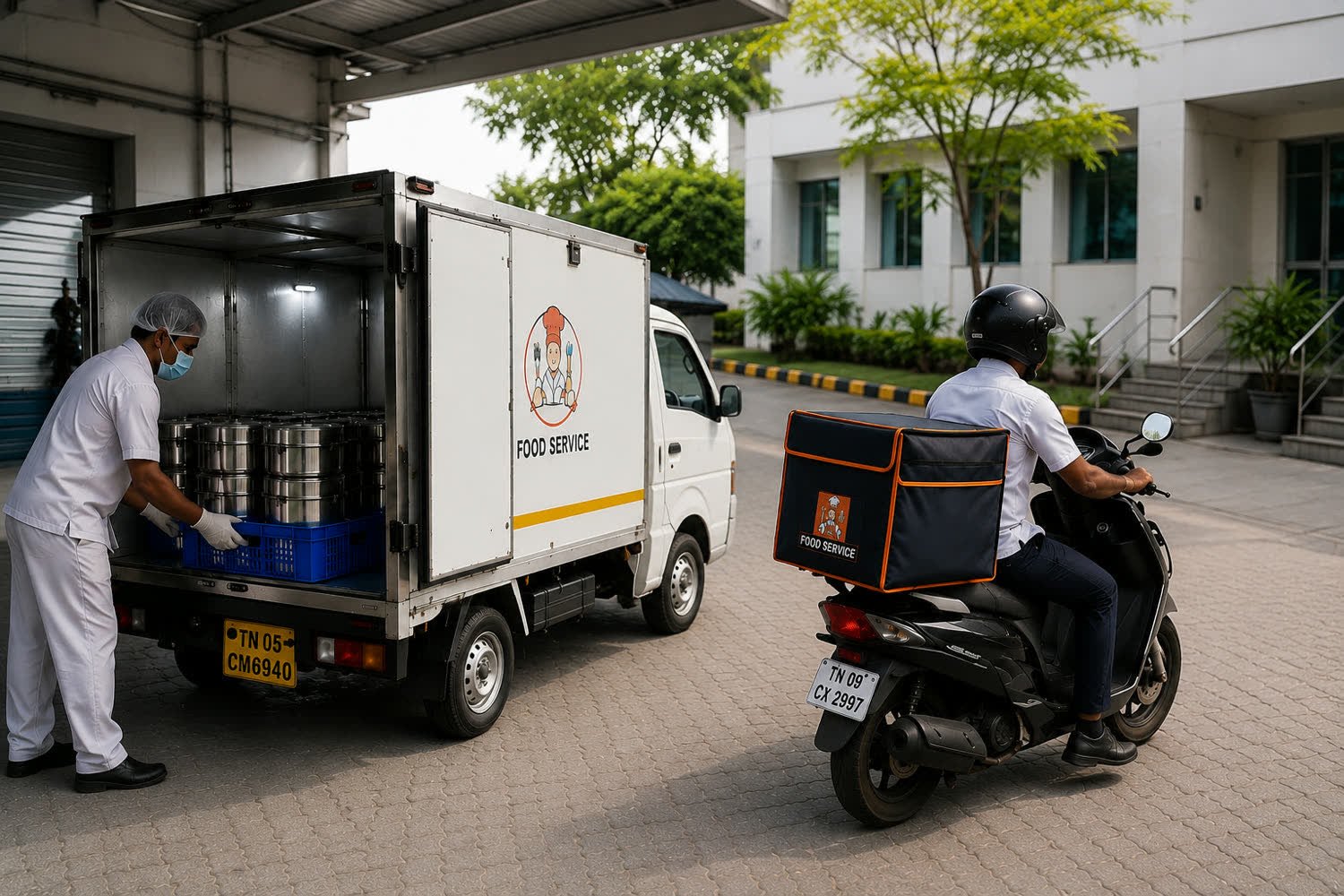 Temperature-controlled vehicles at despatch bay