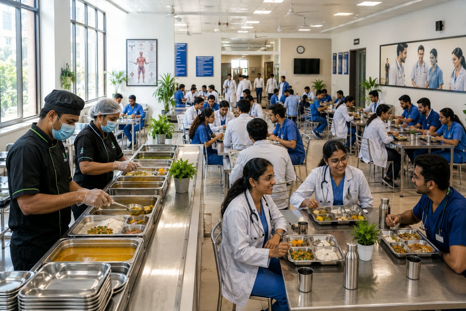 Therapeutic diet preparation in a hospital kitchen