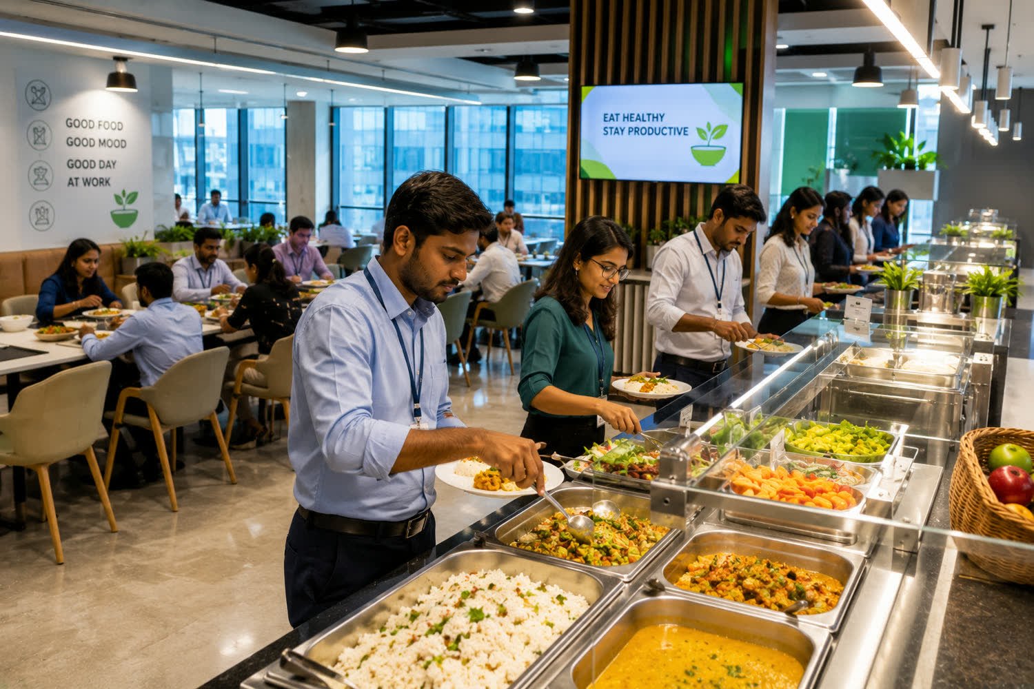 Shift service at an industrial plant canteen